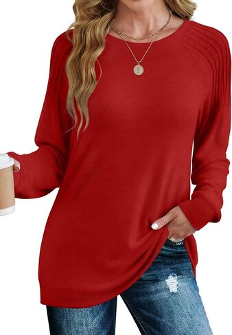 Saloogoe Sweatshirt for Women Crewneck Pleated Long Sleeve Shirts Tunic Tops Fashion Winter Clothing 2025 in Saudi Arabia