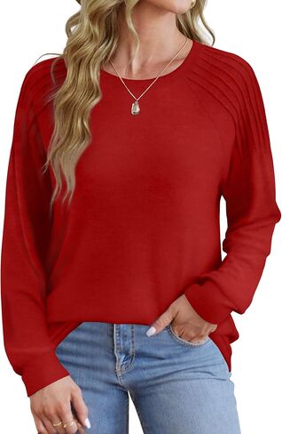 Saloogoe Sweatshirt for Women Crewneck Pleated Long Sleeve Shirts Tunic Tops Fashion Winter Clothing 2025 in Saudi Arabia