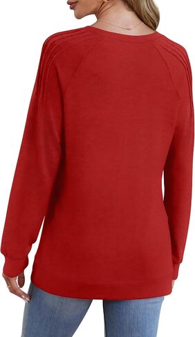 Saloogoe Sweatshirt for Women Crewneck Pleated Long Sleeve Shirts Tunic Tops Fashion Winter Clothing 2025 in Saudi Arabia