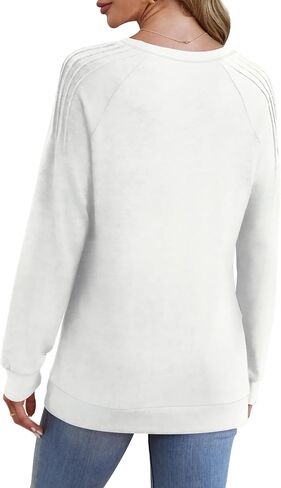 Saloogoe Sweatshirt for Women Crewneck Pleated Long Sleeve Shirts Tunic Tops Fashion Winter Clothing 2025 in Saudi Arabia