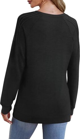 Saloogoe Sweatshirt for Women Crewneck Pleated Long Sleeve Shirts Tunic Tops Fashion Winter Clothing 2025 in Saudi Arabia