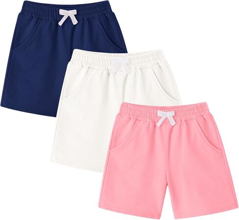 Witwot 3 Pack Baby Girls Shorts Cotton Stidler Shorts Bants Bants with Mobicets Summer Close Size 18m-5t in Saudi Arabia