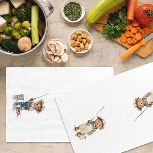 Bear Fishing Kids Hand Towels Set of 2, Gifts for Fishing Lovers Hand Towel for Kids Bathroom, Bear Nursery Decor Kitchen Tea Towels Dish Towel, 16x24 Inch in Saudi Arabia