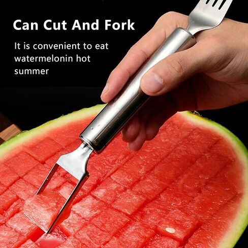 2Pcs Watermelon Fork Slicer Cutter, 2-in-1 Stainless Steel Fruit Cutter, Watermelon Cutter，New Upgrade Dual Head Watermelon Fork Slicer Tool, Summer Fruit Cutting Home Kitchen Gadgets. in Saudi Arabia