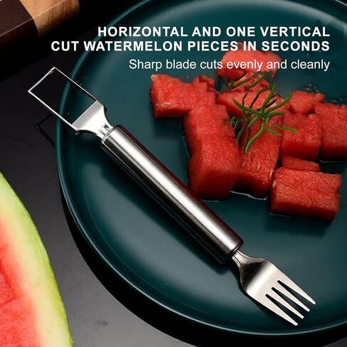 2Pcs Watermelon Fork Slicer Cutter, 2-in-1 Stainless Steel Fruit Cutter, Watermelon Cutter，New Upgrade Dual Head Watermelon Fork Slicer Tool, Summer Fruit Cutting Home Kitchen Gadgets. in Saudi Arabia