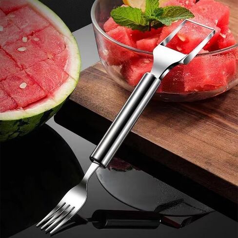 2Pcs Watermelon Fork Slicer Cutter, 2-in-1 Stainless Steel Fruit Cutter, Watermelon Cutter，New Upgrade Dual Head Watermelon Fork Slicer Tool, Summer Fruit Cutting Home Kitchen Gadgets. in Saudi Arabia
