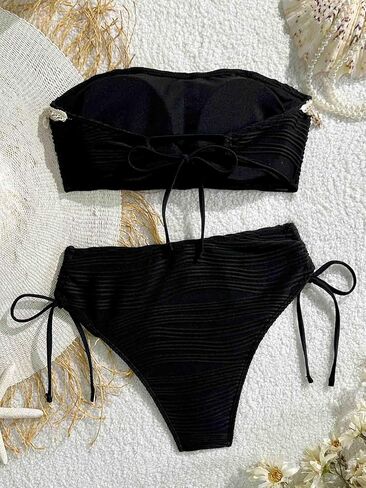 Women's Two Piece Adjustable Halter Boob Tube Top and Bottom with Ocean Accessories Bikini Set Sexy Bathing Swimsuits in Saudi Arabia