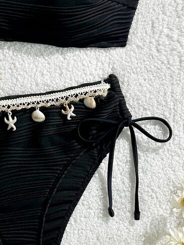 Women's Two Piece Adjustable Halter Boob Tube Top and Bottom with Ocean Accessories Bikini Set Sexy Bathing Swimsuits in Saudi Arabia