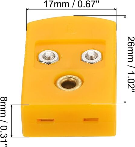 MECCANIXITY K Type Thermocouple Wire Connectors Female Plug Adapter High Temperature 120°C(248°F) for Thermocouple Sensor Probe Dark Yellow 20pcs in Saudi Arabia