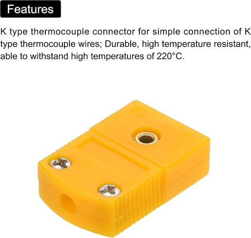 MECCANIXITY K Type Thermocouple Wire Connectors Female Plug Adapter High Temperature 120°C(248°F) for Thermocouple Sensor Probe Dark Yellow 20pcs in Saudi Arabia