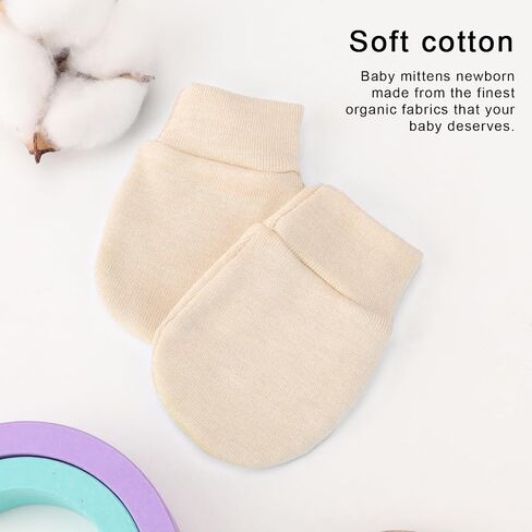 BQUBO Newborn Infant Toddler Mittens No Scratch Cotton Elastic Wrist Gloves Hypoallergenic for 0-6 Months Baby Boys Girls in Saudi Arabia