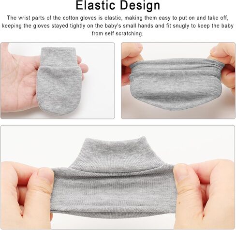 BQUBO Newborn Infant Toddler Mittens No Scratch Cotton Elastic Wrist Gloves Hypoallergenic for 0-6 Months Baby Boys Girls in Saudi Arabia