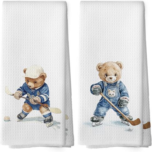 Bear Fishing Kids Hand Towels Set of 2, Gifts for Fishing Lovers Hand Towel for Kids Bathroom, Bear Nursery Decor Kitchen Tea Towels Dish Towel, 16x24 Inch in Saudi Arabia