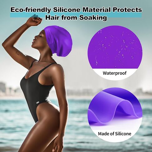IwIeIaIrI Extra Large Swim Cap Silicone Swimming Cap for Long Hair, Dreadlocks,Weaves,Waterproof and Non-Slip, Keeps Hair Dry and Clean, Women and Men Unisex Adult, Swimming Pool in Kuwait