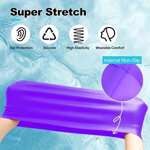 IwIeIaIrI Extra Large Swim Cap Silicone Swimming Cap for Long Hair, Dreadlocks,Weaves,Waterproof and Non-Slip, Keeps Hair Dry and Clean, Women and Men Unisex Adult, Swimming Pool in Kuwait