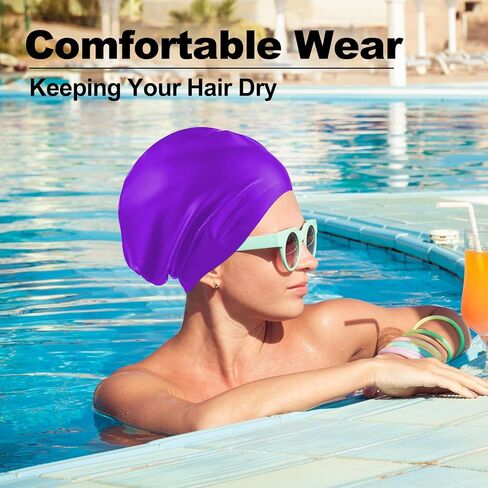 IwIeIaIrI Extra Large Swim Cap Silicone Swimming Cap for Long Hair, Dreadlocks,Weaves,Waterproof and Non-Slip, Keeps Hair Dry and Clean, Women and Men Unisex Adult, Swimming Pool in Kuwait