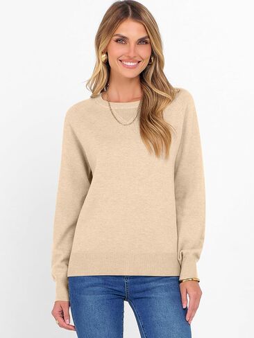 سترة anrabess للنساء الطويل الأكمام Crewneck 2025 خريف الشتاء لينة فضفاضة ناع in Saudi Arabia
