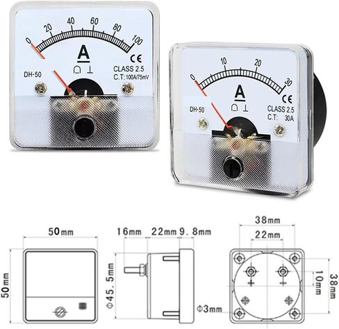 DH-50 DC AMMETER POINTER 1A 2A 3A 5A 10A 15A 20A 30A 50A 100A 200A 250A 300A 400A 500A 75MA لوحة 1PCS (500-75MV) in Saudi Arabia