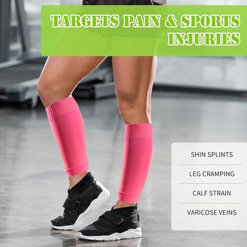 6 Pairs Calf Compression Sleeve for Men and Women, Calf Sleeves, Anti Slip Design, Footless Compression Sock for Running Athlete Cycling(6 Colors) in Saudi Arabia