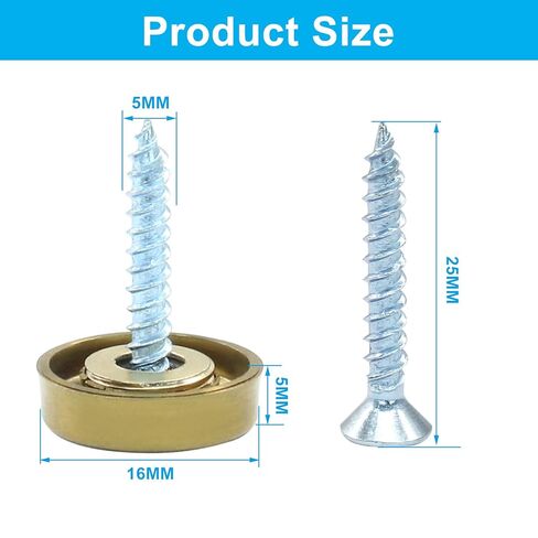 12 Pack 10mm Decorative Mirror Screws, Cover Nails Black Fasteners Decorative Caps, Simple Mirror Screws for Tables Bath Plates Wardrobes Glass Signs in Kuwait