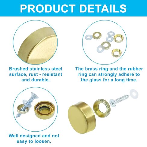 12 Pack 10mm Decorative Mirror Screws, Cover Nails Black Fasteners Decorative Caps, Simple Mirror Screws for Tables Bath Plates Wardrobes Glass Signs in Kuwait