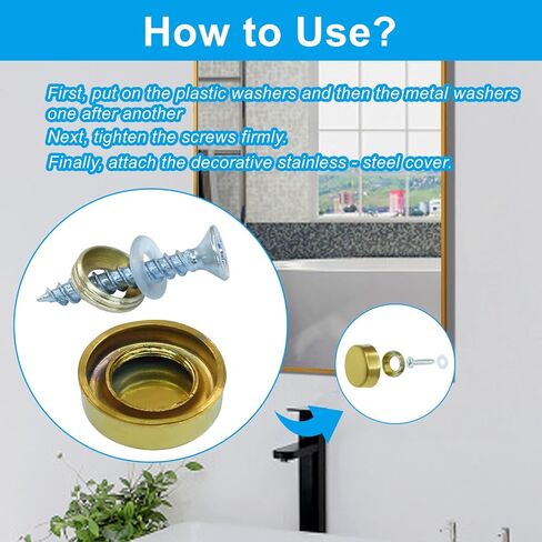 12 Pack 10mm Decorative Mirror Screws, Cover Nails Black Fasteners Decorative Caps, Simple Mirror Screws for Tables Bath Plates Wardrobes Glass Signs in Kuwait