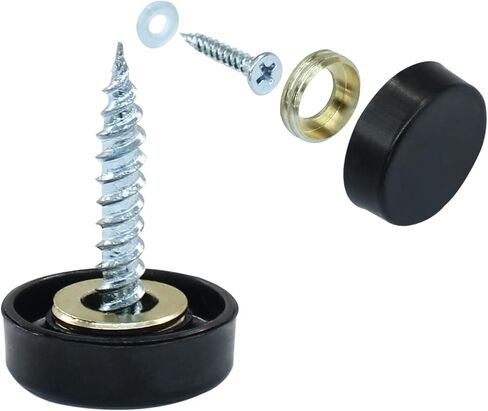 12 Pack 10mm Decorative Mirror Screws, Cover Nails Black Fasteners Decorative Caps, Simple Mirror Screws for Tables Bath Plates Wardrobes Glass Signs in Saudi Arabia
