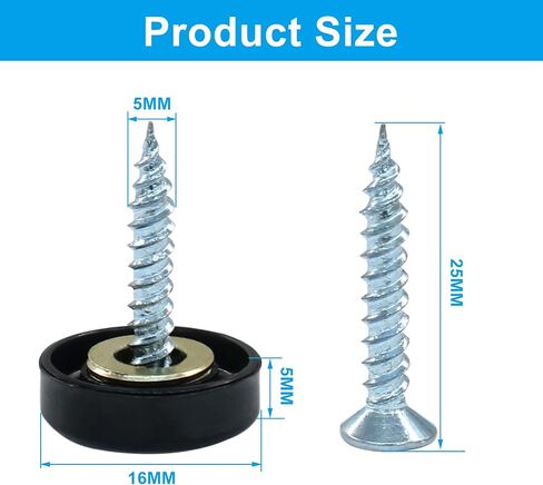 12 Pack 10mm Decorative Mirror Screws, Cover Nails Black Fasteners Decorative Caps, Simple Mirror Screws for Tables Bath Plates Wardrobes Glass Signs in Saudi Arabia
