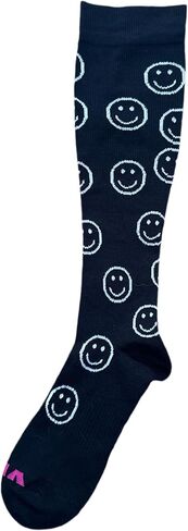 Vix Cute & Comfy Everyday Bamboo Viscose Compression Socks 15-20 mmHg, Black & White Smiley Faces in Saudi Arabia