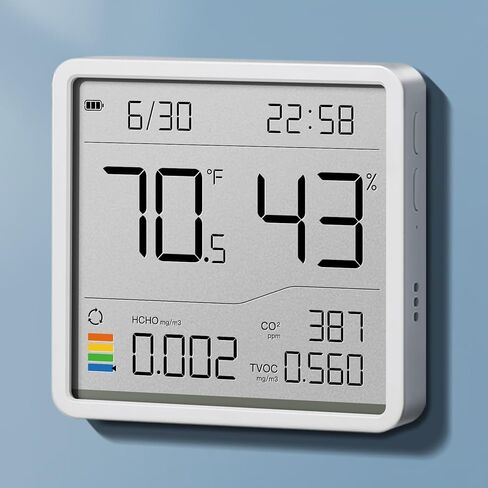 مونيتو ​​جودة الهواء في الهواء ، مقياس الرطوبة الرقمي ، مقياس الرطوبة ، الرطوبة ، رطوبة درجة حرارة مقياس الغرفة ، مراقبة رطوبة درجة الحرارة Forco2 ، TVOC ، الفورمالديهايد ، المنزل ، غرفة النوم ، غرفة الطفل ، المكتب in Kuwait