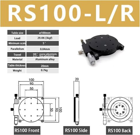 الجدول المنزلق ميكرومتر انزلاق R AXIS 100 مم من النظام الأساسي الدوار RS100-L تعديل صقل دقيق للقرص المقسم (RS100-R) in Saudi Arabia