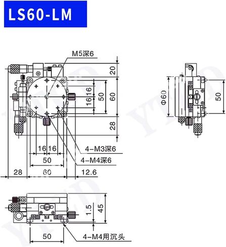 الجدول المنزلق ميكرومتر انزلاق محور XYR 60 مم LS60-L LS60-LM ميكرومتر جدول ترجمة منصة التزيين والسكك الحديدية المتقاطعة الجدول الدوار (LS60-L) in Saudi Arabia