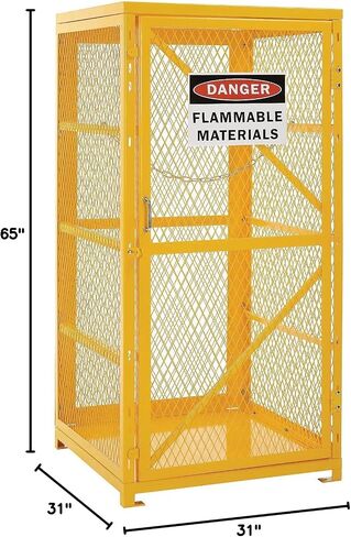 Global Industrial Vertical Cylinder Storage Cabinet with Single Door, 31" W x 30" D x 65" H, 9 Cylinder Capacity, 20 or 33 lbs. LPG Cylinders, Steel Construction, Unassembled in Saudi Arabia