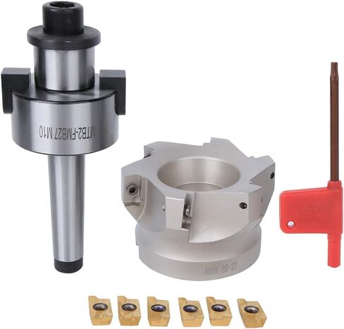 aqxreight MT2 FMB27 Collet Chuck Holder 80 27 6 Flute Milling Cutter 1604APMT Milling Inserts 6PCS Milling Inserts This Face Mill Cutter is Constructed by Workmanship, Standard (MT2-FMB27+80 Cutter in Saudi Arabia