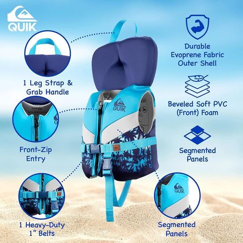 QUIKSILVER Life Jacket for Youth/Kids/Infant, USCG and Transport Canada Approved Life Vest, Evoprene PFD, Level 70 Buoyancy Aids for Boating Fishing Kayaking Water Sports in Saudi Arabia