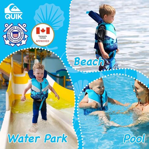 QUIKSILVER Life Jacket for Youth/Kids/Infant, USCG and Transport Canada Approved Life Vest, Evoprene PFD, Level 70 Buoyancy Aids for Boating Fishing Kayaking Water Sports in Saudi Arabia