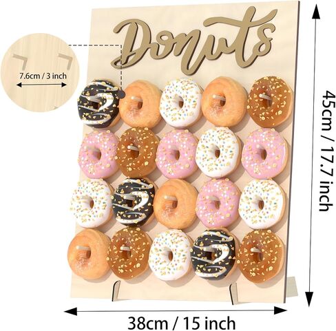 Donut Wall Display Stand, Reusable Food Buffet Board Holder for Grow Up Party, Wedding, Baby Shower Decorations, Fits 20 Doughnuts in Saudi Arabia
