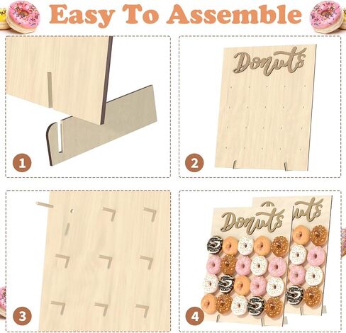 Donut Wall Display Stand, Reusable Food Buffet Board Holder for Grow Up Party, Wedding, Baby Shower Decorations, Fits 20 Doughnuts in Saudi Arabia