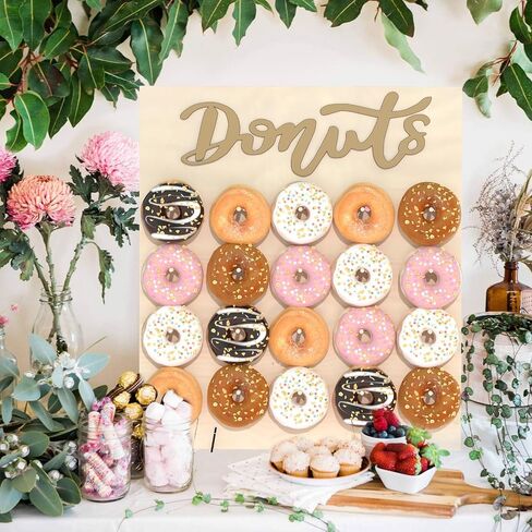 Donut Wall Display Stand, Reusable Food Buffet Board Holder for Grow Up Party, Wedding, Baby Shower Decorations, Fits 20 Doughnuts in Saudi Arabia
