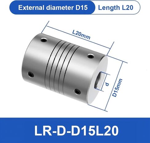 LR D D15L20 Aluminum Elastic Winding Shaft Coupler Motor Connector 3/4/5/6/7/8mm Thimble Type Flexible CNC Coupling 1Pcs(5mmX6mm) in Saudi Arabia