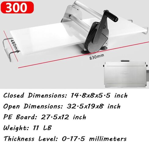 Manual Dough Roller Machine - Adjustable Thickness Sheeter for Bakery, Pizza, Pastry & Fondant - 0.5-17.5mm/0.5-27mm - Perfect for Croissants & Baking Needs in Saudi Arabia