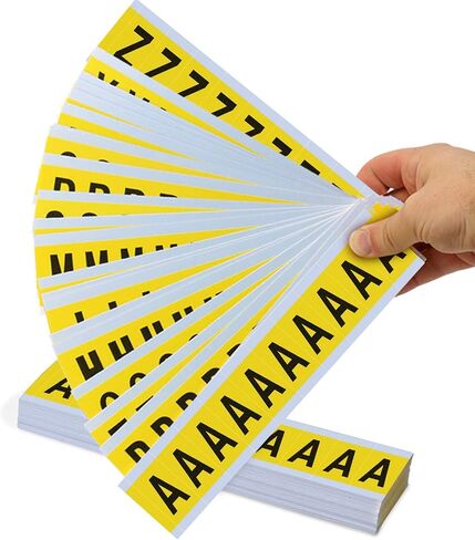 SmartSign Letter A-Z Stickers Vinyl Cloth Adhesive Alphabets | 260 Labels/Kit, 1.5" x 0.875" Black On Yellow, Made in USA in Saudi Arabia