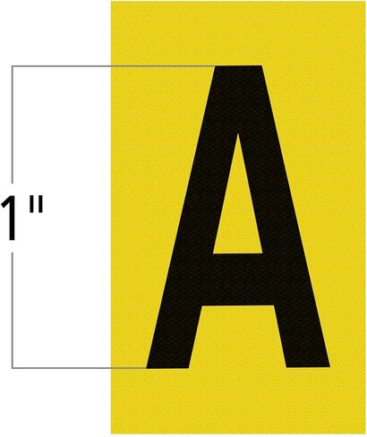 SmartSign Letter A-Z Stickers Vinyl Cloth Adhesive Alphabets | 260 Labels/Kit, 1.5" x 0.875" Black On Yellow, Made in USA in Saudi Arabia