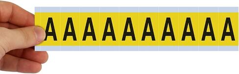 SmartSign Letter A-Z Stickers Vinyl Cloth Adhesive Alphabets | 260 Labels/Kit, 1.5" x 0.875" Black On Yellow, Made in USA in Saudi Arabia