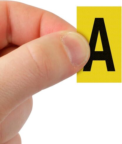 SmartSign Letter A-Z Stickers Vinyl Cloth Adhesive Alphabets | 260 Labels/Kit, 1.5" x 0.875" Black On Yellow, Made in USA in Saudi Arabia