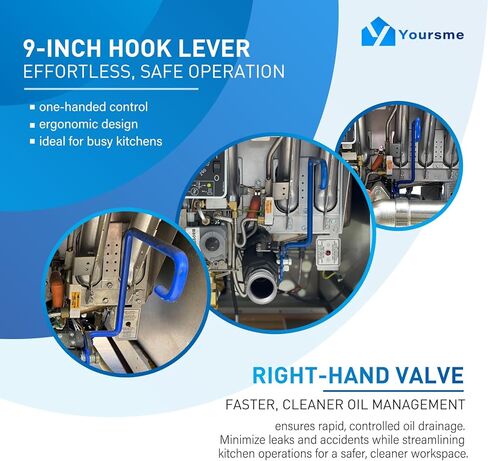 60131007 Ball Valve Replacement for Pitco Fryers, 1-1/4" Right-Hand Valve with 9" Hook Lever Rod Fit for Pitco Fryers SG14 SG18 SSH55 SSH60 SSH75 in Saudi Arabia