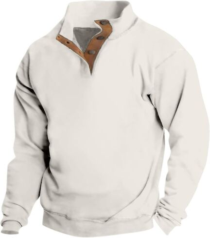 Mens Sweatshirt Flag Graphic Pullover Long Sleeve Stand Collar Button Down Sweatshirts for Men Fall Casual Tops in Saudi Arabia