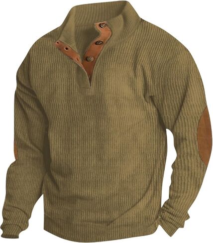 Mens Sweatshirt Flag Graphic Pullover Long Sleeve Stand Collar Button Down Sweatshirts for Men Fall Casual Tops in Saudi Arabia