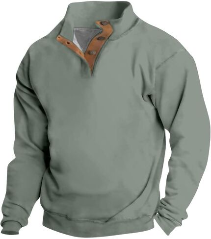 Mens Sweatshirt Flag Graphic Pullover Long Sleeve Stand Collar Button Down Sweatshirts for Men Fall Casual Tops in Saudi Arabia
