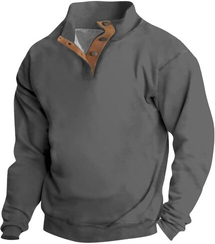 Mens Sweatshirt Flag Graphic Pullover Long Sleeve Stand Collar Button Down Sweatshirts for Men Fall Casual Tops in Saudi Arabia